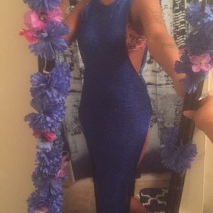 A mesh blue dress